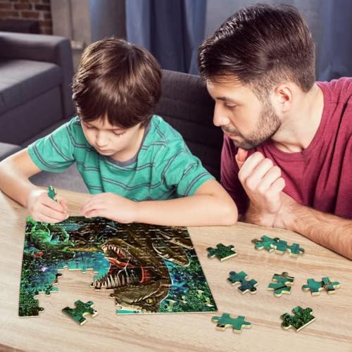 60-Piece Dinosaur Jigsaw Puzzle for Kids Ages 4-8 – Wood Puzzles in Metal Box, Fun Educational Toy for Boys & Girls