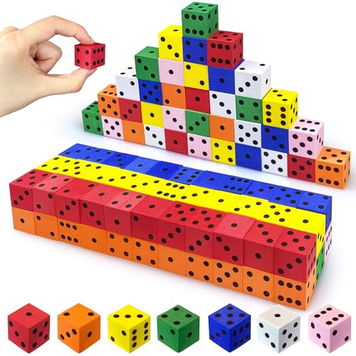 60-Piece Foam Dice Set - Soft Quiet Colorful Number Cubes for Math Games, Classroom Teaching & Party Favors - 0.78 Inch (20mm) by XIPEGPA