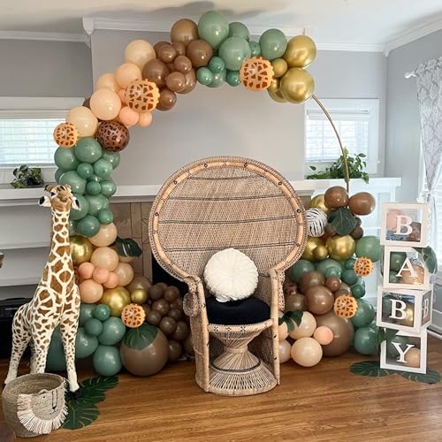 60-Piece Jungle Safari Balloon Set – Sage Green, Brown, Gold, and More by HILAVO