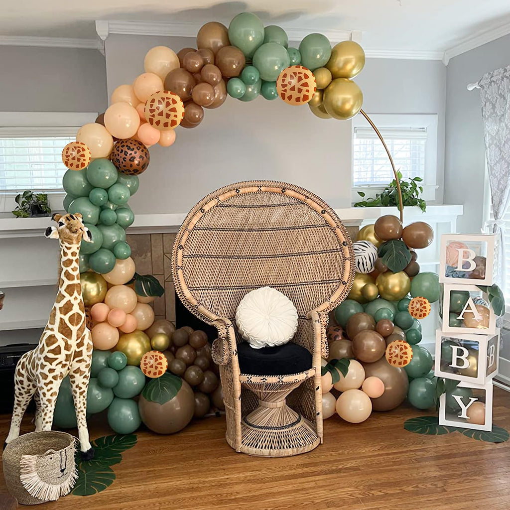 60-Piece Jungle Safari Balloon Set – Sage Green, Brown, Gold, and More by HILAVO