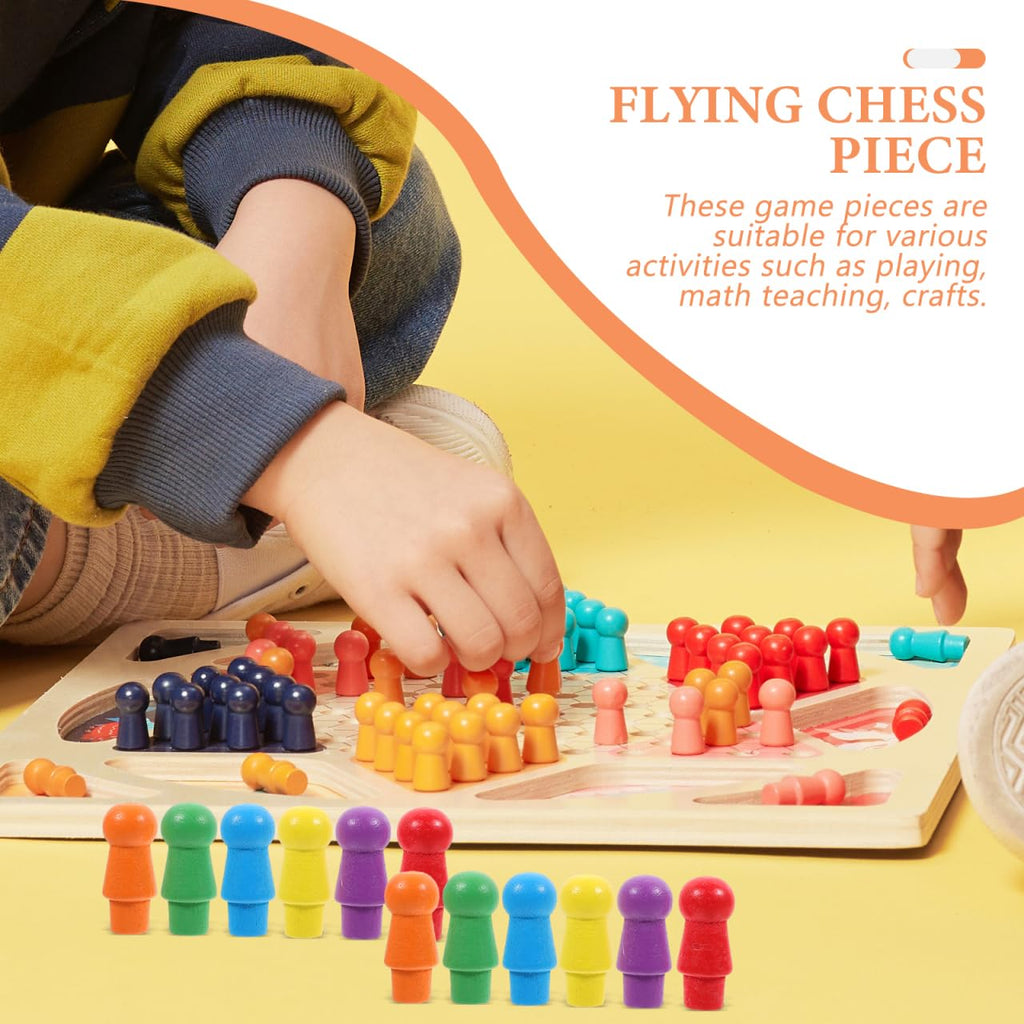60-Piece Wooden Replacement Pegs for Chinese Checkers – Colorful Game Pieces for Board Games, Math, and Crafts