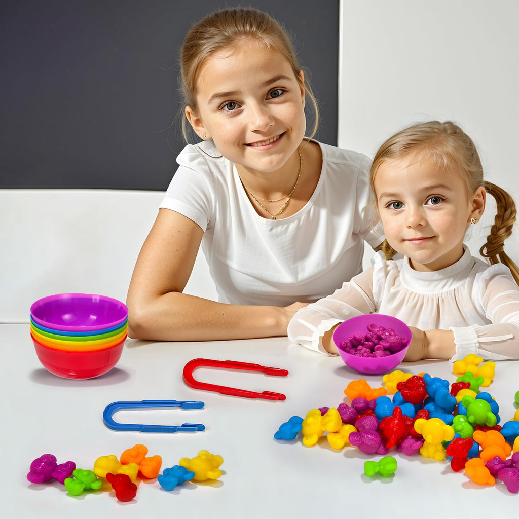60 Rainbow Koala Counters with Sorting Bowls and Tweezers – Counting Toys for Toddlers Ages 3-6