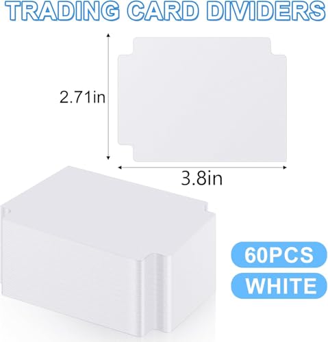 60 White Card Dividers with Tabs – 2.71x3.8 Inch Plastic Separators for MTG, Sports Cards, Trading Cards