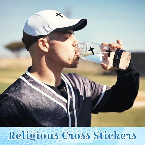 600 Black and White Cross Stickers by Faccito – Waterproof Vinyl Decals for Helmets, Water Bottles, Scrapbooks