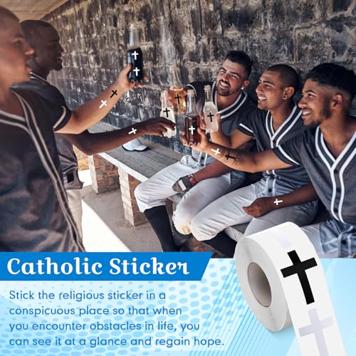 600 Black and White Cross Stickers by Faccito – Waterproof Vinyl Decals for Helmets, Water Bottles, Scrapbooks