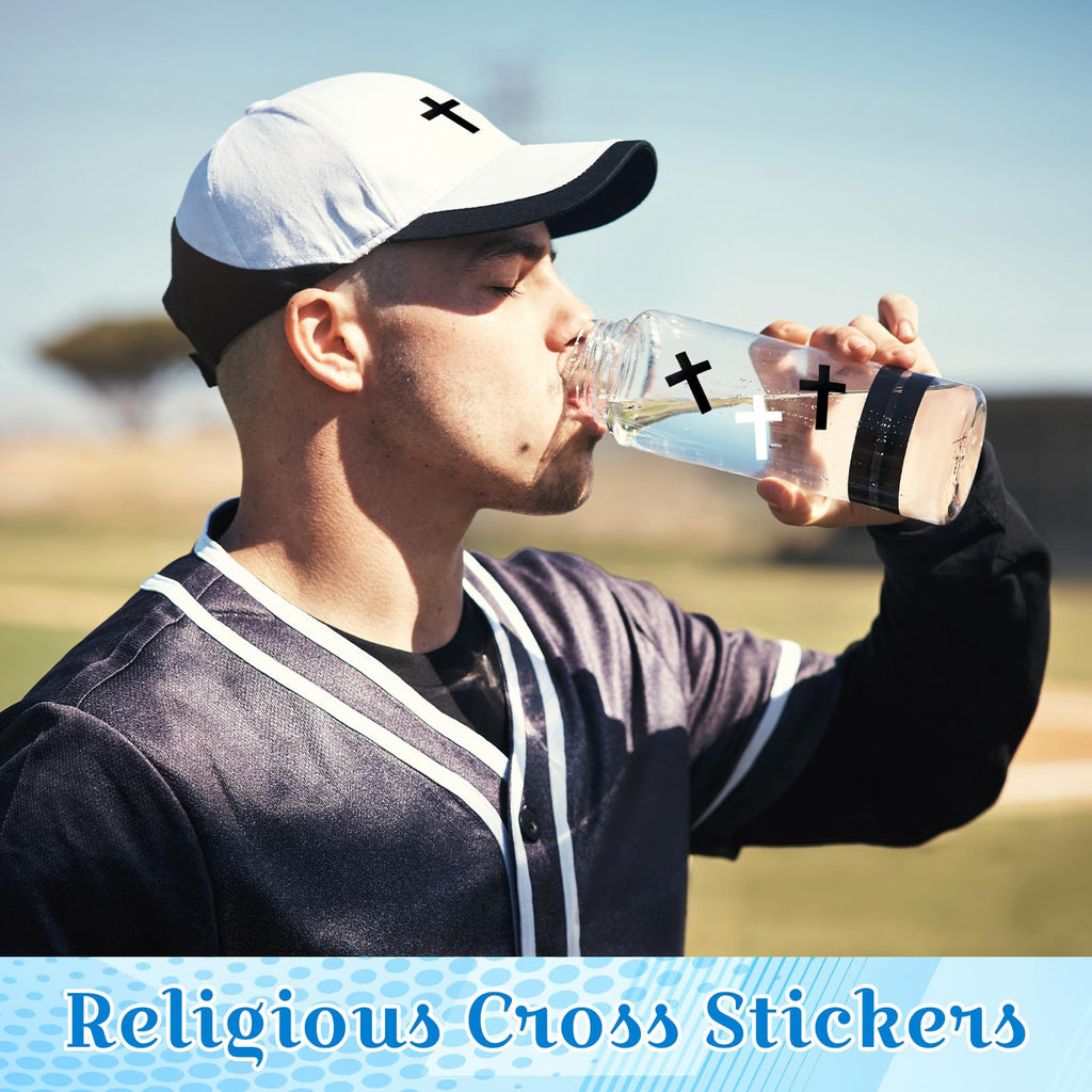 600 Black and White Cross Stickers by Faccito – Waterproof Vinyl Decals for Helmets, Water Bottles, Scrapbooks