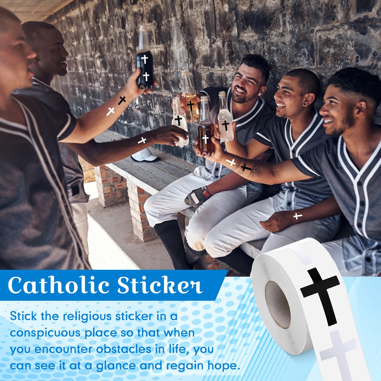 600 Black and White Cross Stickers by Faccito – Waterproof Vinyl Decals for Helmets, Water Bottles, Scrapbooks