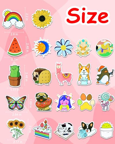 600 Pcs Water Bottle Stickers for Kids, Cute Vinyl Waterproof Laptop Sticker Pack – No Duplicates, Reusable
