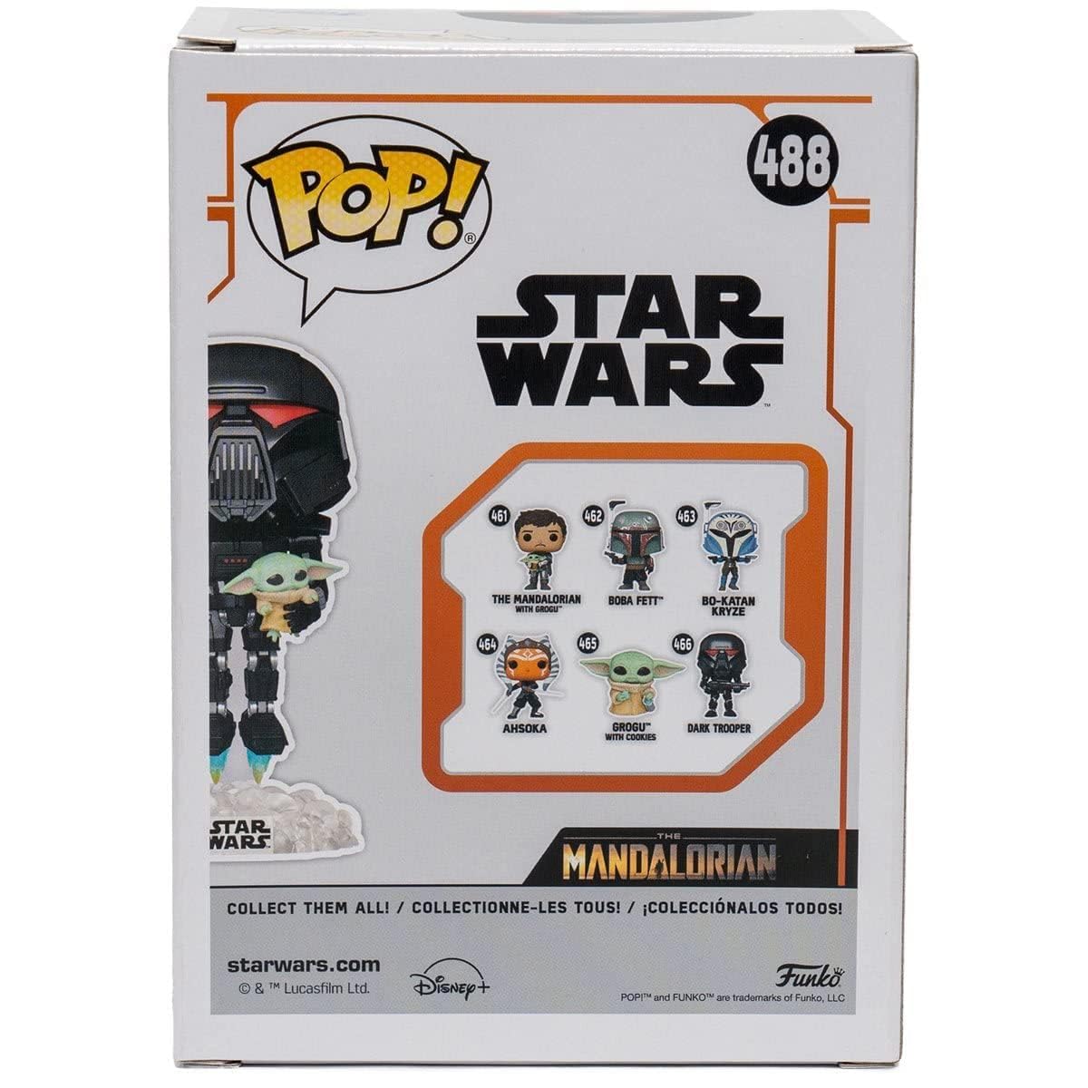 Funko Pop! Star Wars: The Mandalorian – Dark Trooper with Grogu #488 (Glow-in-the-Dark Exclusive)