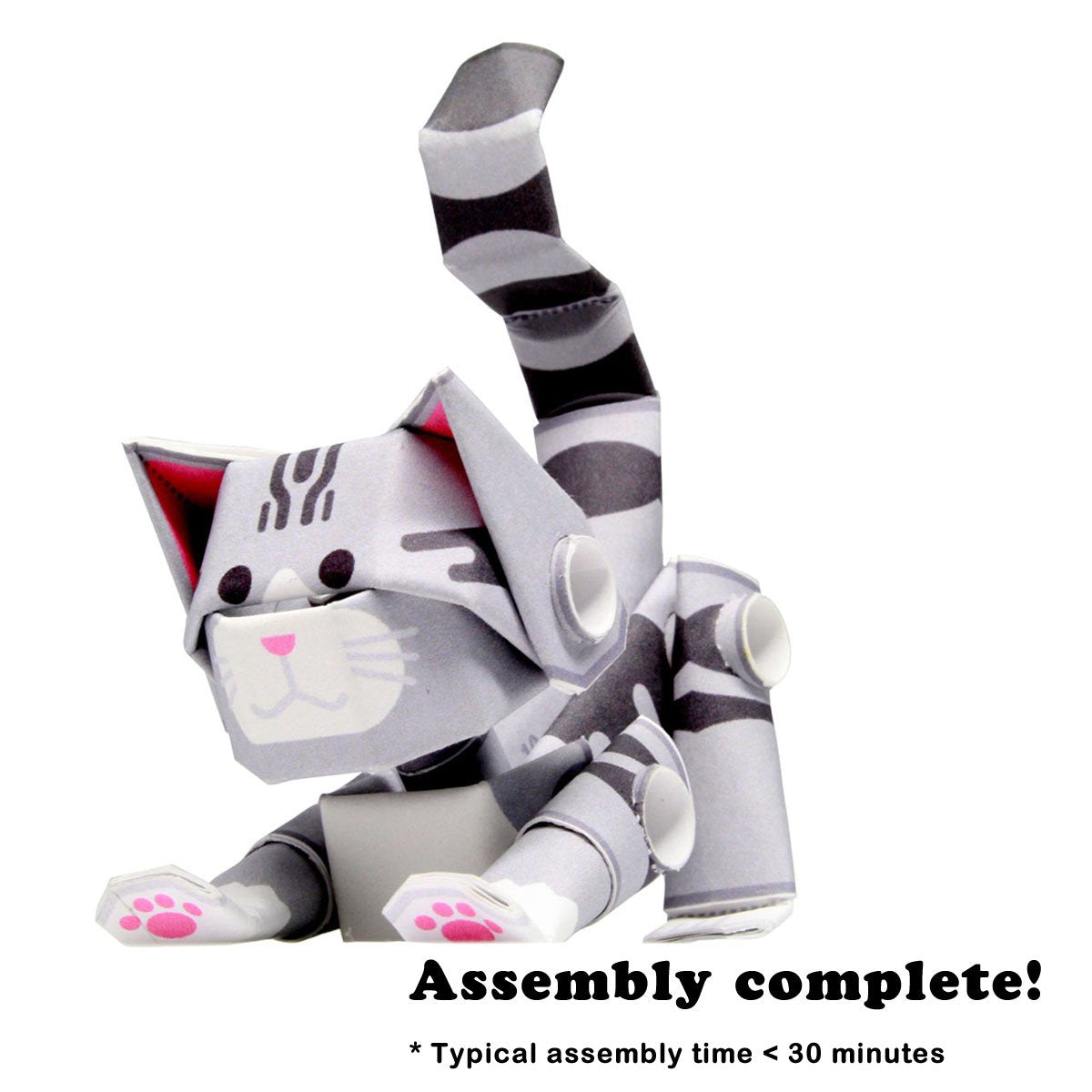 PIPEROID Silver Tabby Cat – Japanese 3D Paper Puzzle | DIY Origami Kit for Kids & Adults