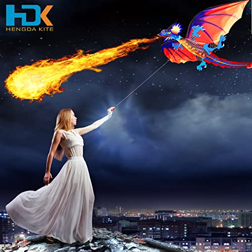63 Inch HENGDA KITE Upgrade Dragon Kite – Easy to Fly Single Line for Beginners