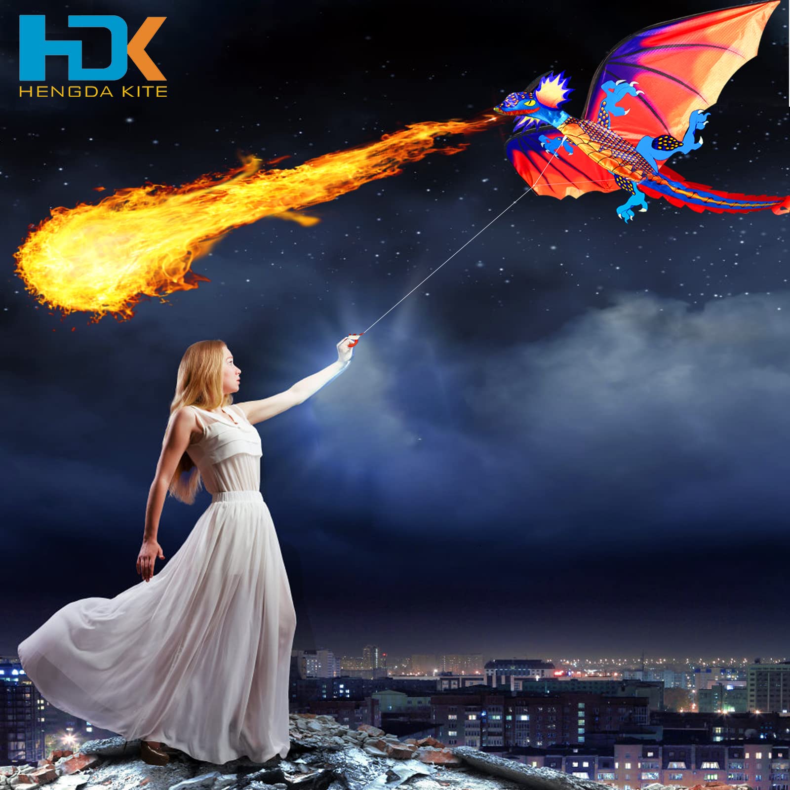 63 Inch HENGDA KITE Upgrade Dragon Kite – Easy to Fly Single Line for Beginners