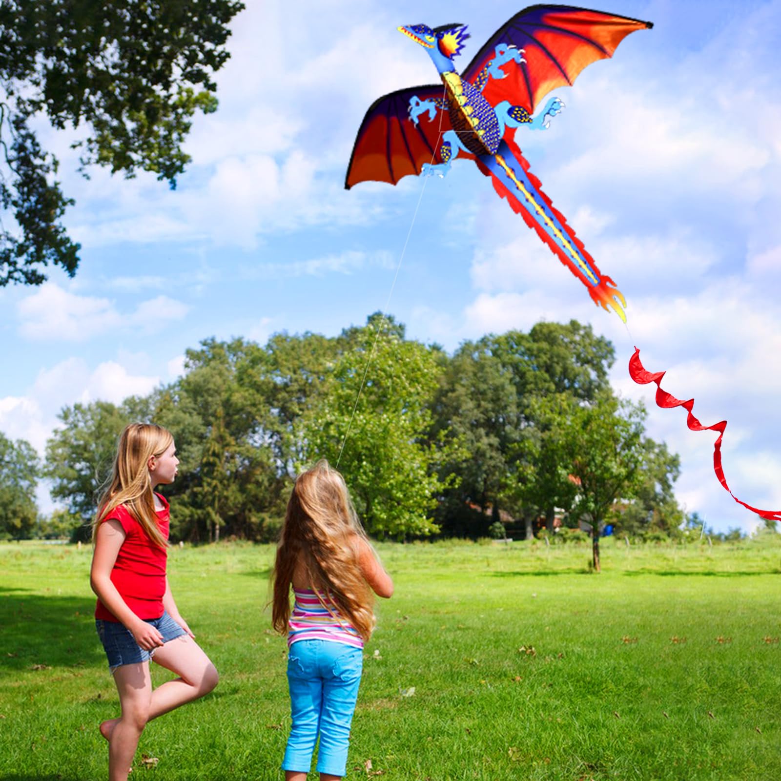 63 Inch HENGDA KITE Upgrade Dragon Kite – Easy to Fly Single Line for Beginners