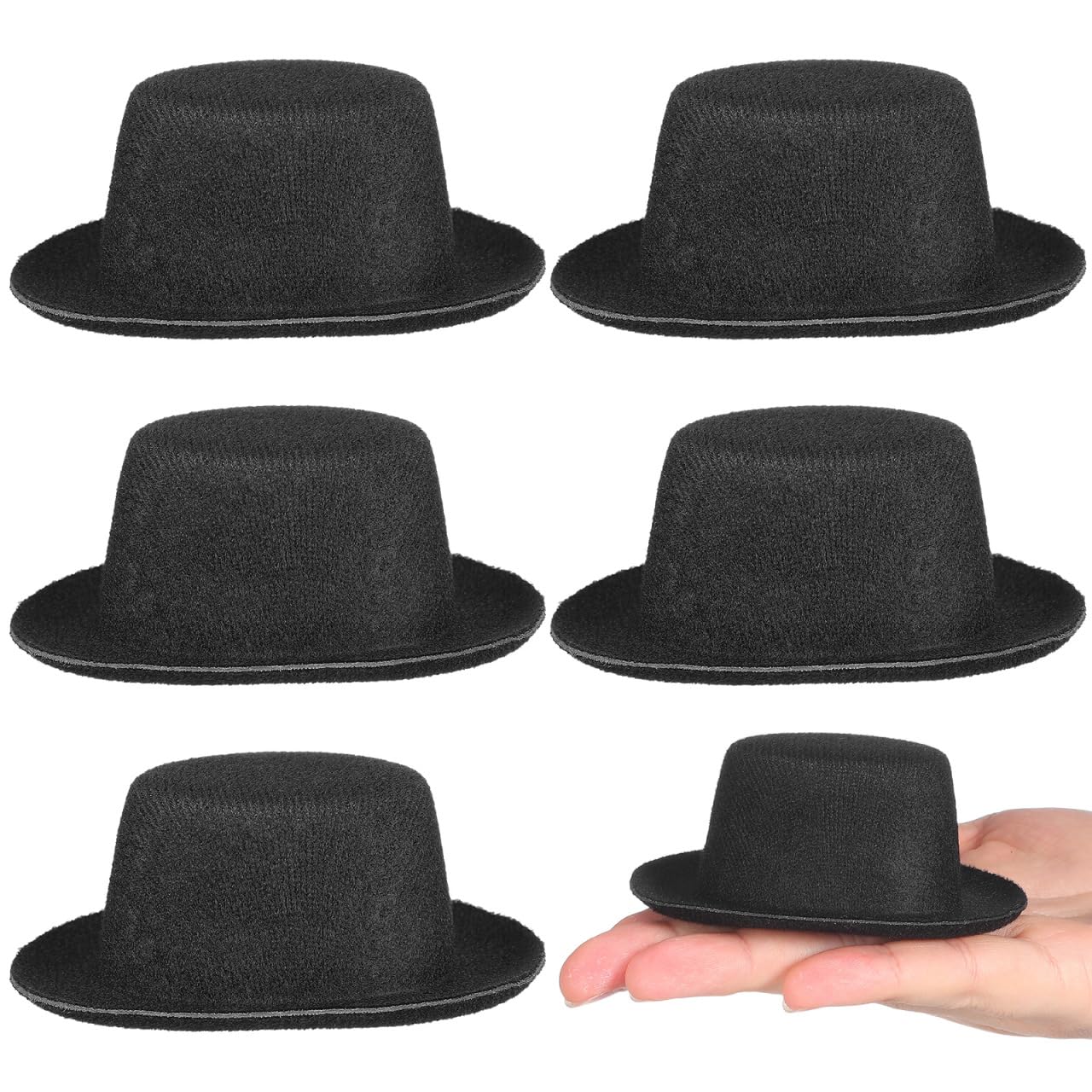6pcs Miniature Cloth Top Hats for Crafts, Snowman, Dollhouse, and Party Decorations