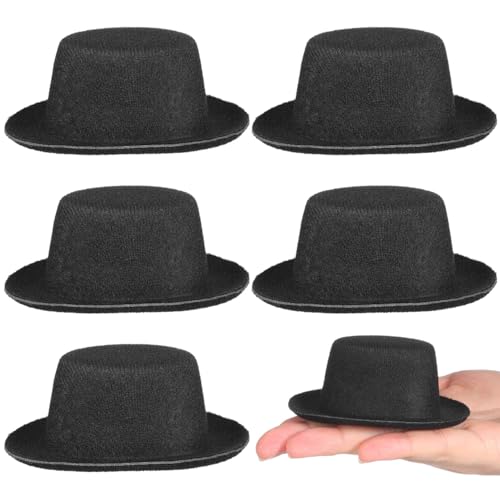 6pcs Miniature Cloth Top Hats for Crafts, Snowman, Dollhouse, and Party Decorations