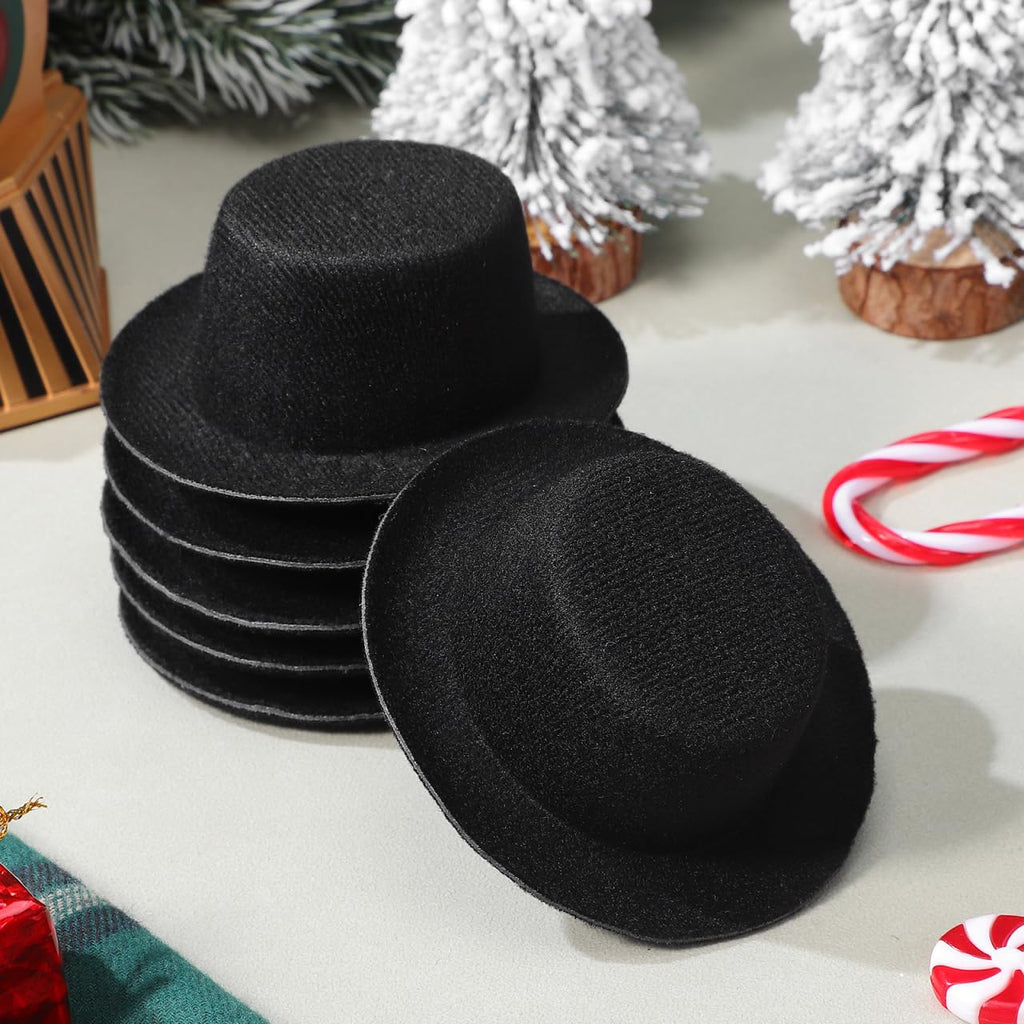 6pcs Miniature Cloth Top Hats for Crafts, Snowman, Dollhouse, and Party Decorations
