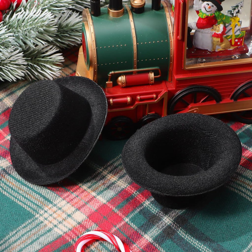 6pcs Miniature Cloth Top Hats for Crafts, Snowman, Dollhouse, and Party Decorations