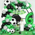 6th Birthday Soccer Balloon Arch Kit – Green Number 6 Foil Balloon & Latex Football Balloons for Boys Soccer Party Decorations