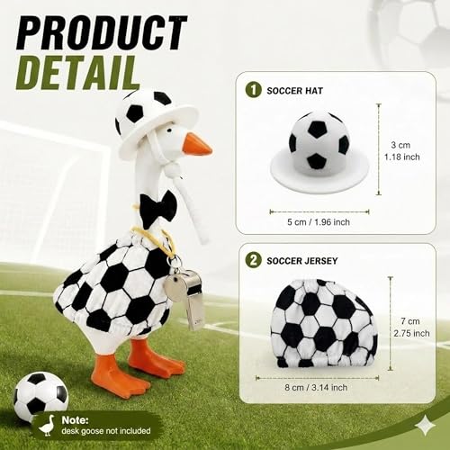 7 Inch Desk Goose Soccer Outfit Set - Includes Jersey, Hat, Whistle & Bow Tie for Mini Porch Goose Figurines