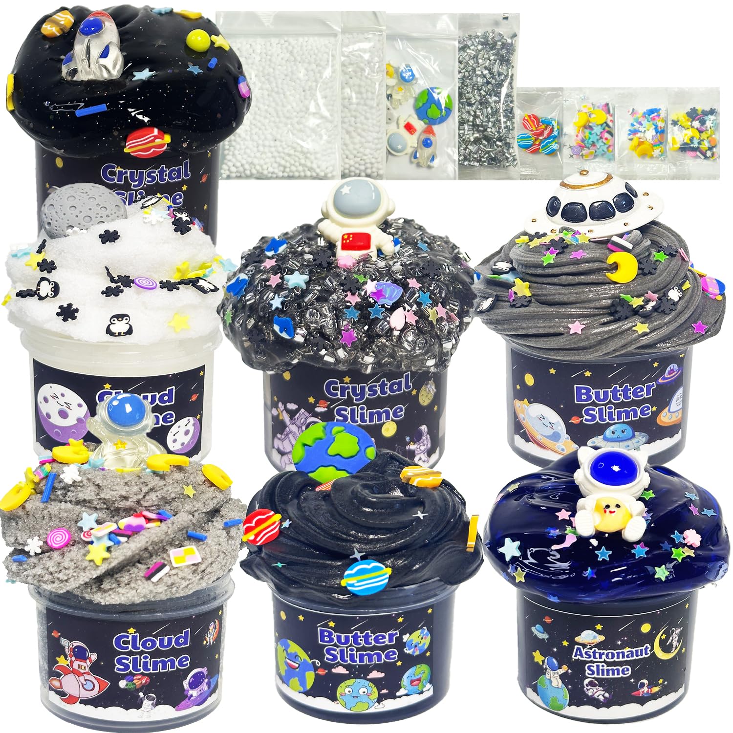 7-Pack Galaxy Slime Kit with Butter, Cloud & Crunchy Slime – Non-Sticky, Super Soft, ASTM Certified for Kids Ages 6-12