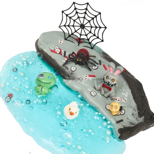 7-Pack Halloween Slime Kit: Cloud Butter Clear Slime Set with Spooky Add-ins for Kids