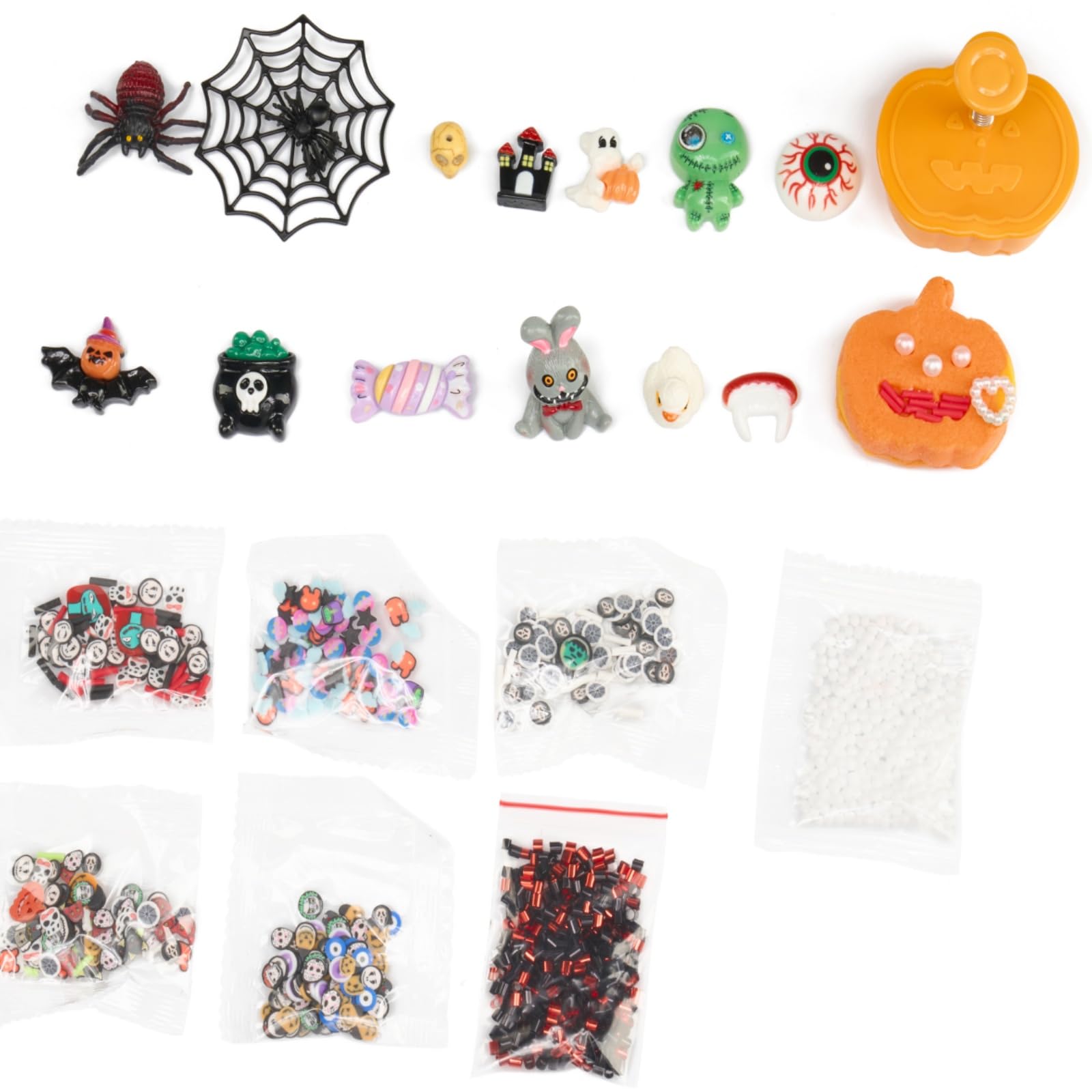7-Pack Halloween Slime Kit: Cloud Butter Clear Slime Set with Spooky Add-ins for Kids
