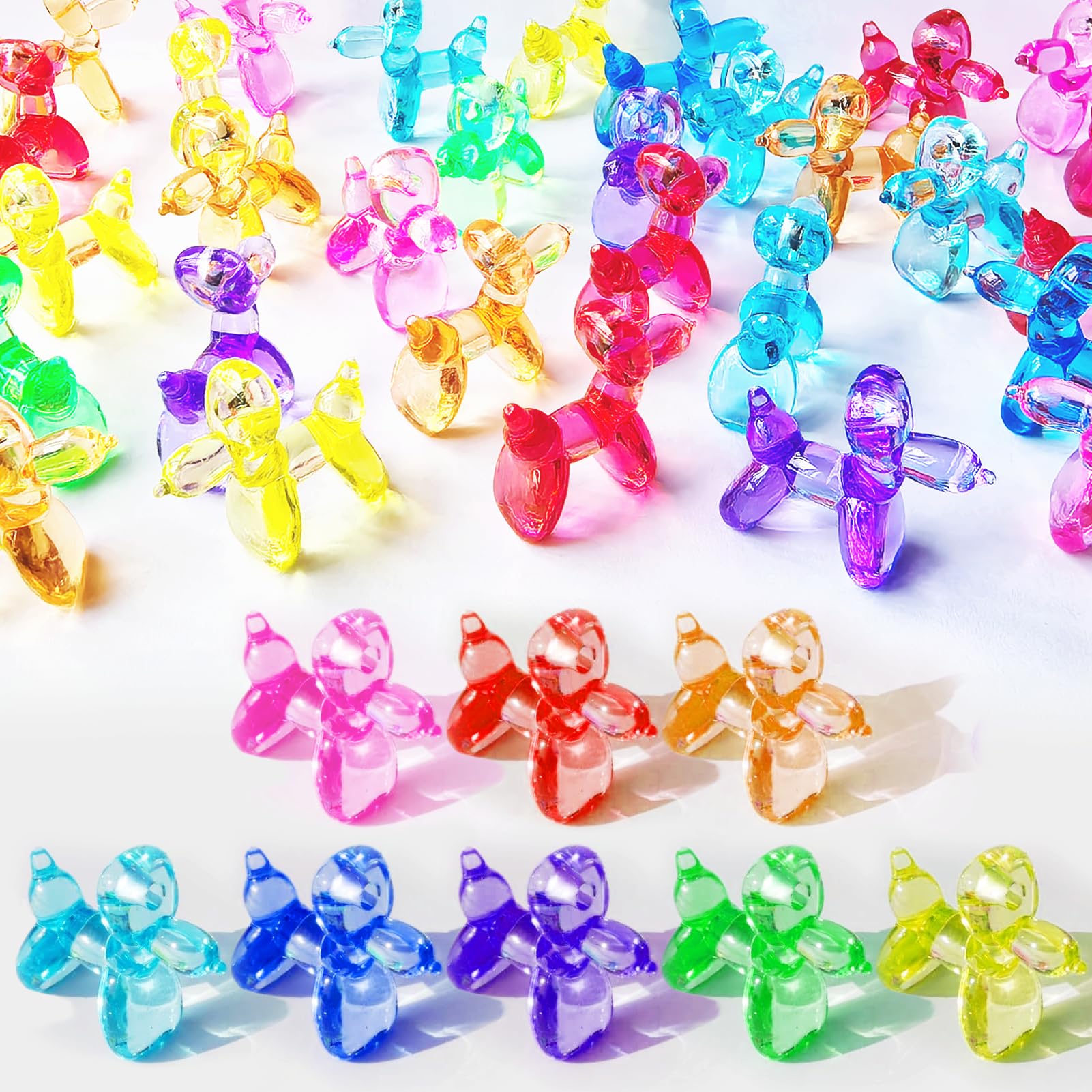 70-Pack Mini Resin Balloon Dog Figurines – 8 Colors, Acrylic Keychain Charms for Party Favors