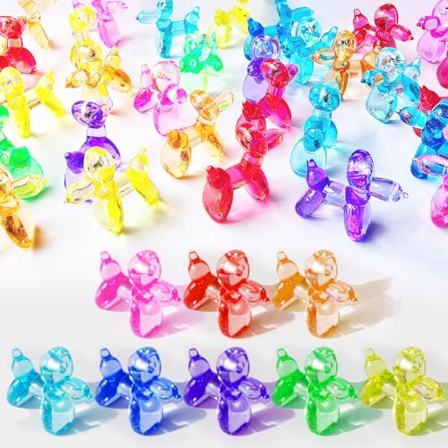 70-Pack Mini Resin Balloon Dog Figurines – 8 Colors, Acrylic Keychain Charms for Party Favors