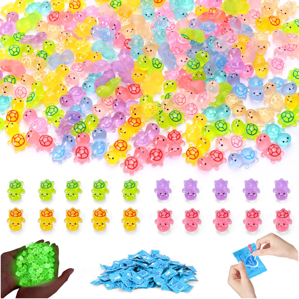 70-Piece Glow-in-the-Dark Mini Resin Turtle Collection – Blind Bag Surprise Figures for Fairy Gardens, Dollhouses, and Crafts