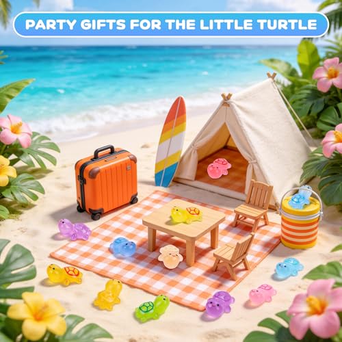 70-Piece Glow-in-the-Dark Mini Resin Turtle Collection – Blind Bag Surprise Figures for Fairy Gardens, Dollhouses, and Crafts