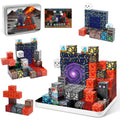 70-Piece Magnetic Building Blocks Travel Toy for Kids Ages 3-8, Lava Portal Mini Magnet Cubes with Iron Storage Box, STEM Learning Set for Toddlers Boys Girls