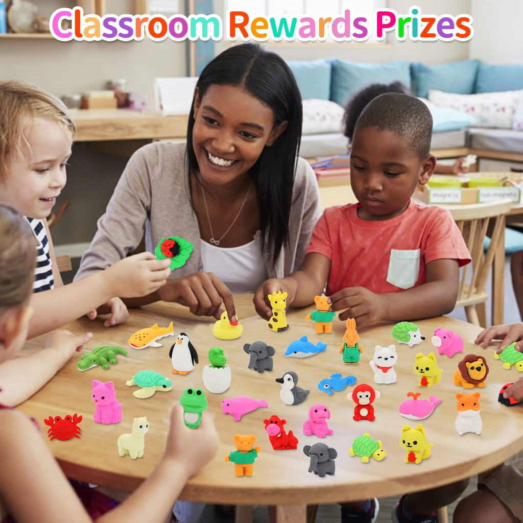 70 Take-Apart Animal Erasers for Kids: Puzzle Erasers for Classroom Rewards, Treasure Box, and Party Favors