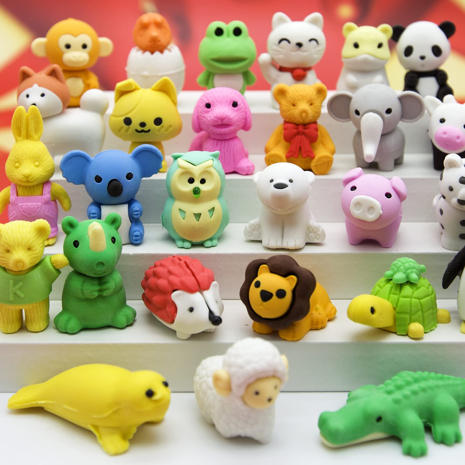 70 Take-Apart Animal Erasers for Kids: Puzzle Erasers for Classroom Rewards, Treasure Box, and Party Favors