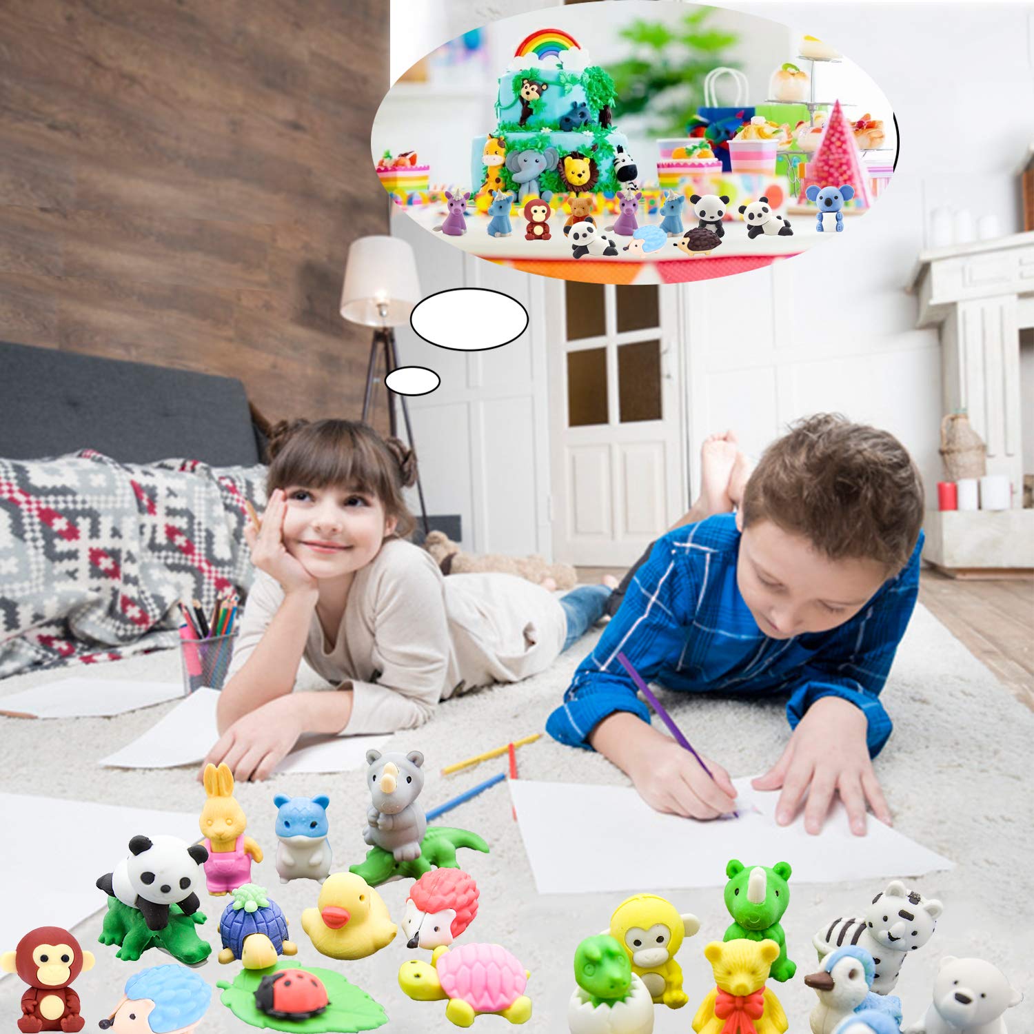70 Take-Apart Animal Erasers for Kids: Puzzle Erasers for Classroom Rewards, Treasure Box, and Party Favors
