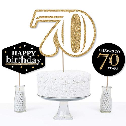 70th Birthday Gold Centerpiece Sticks Set of 15 - Big Dot of Happiness