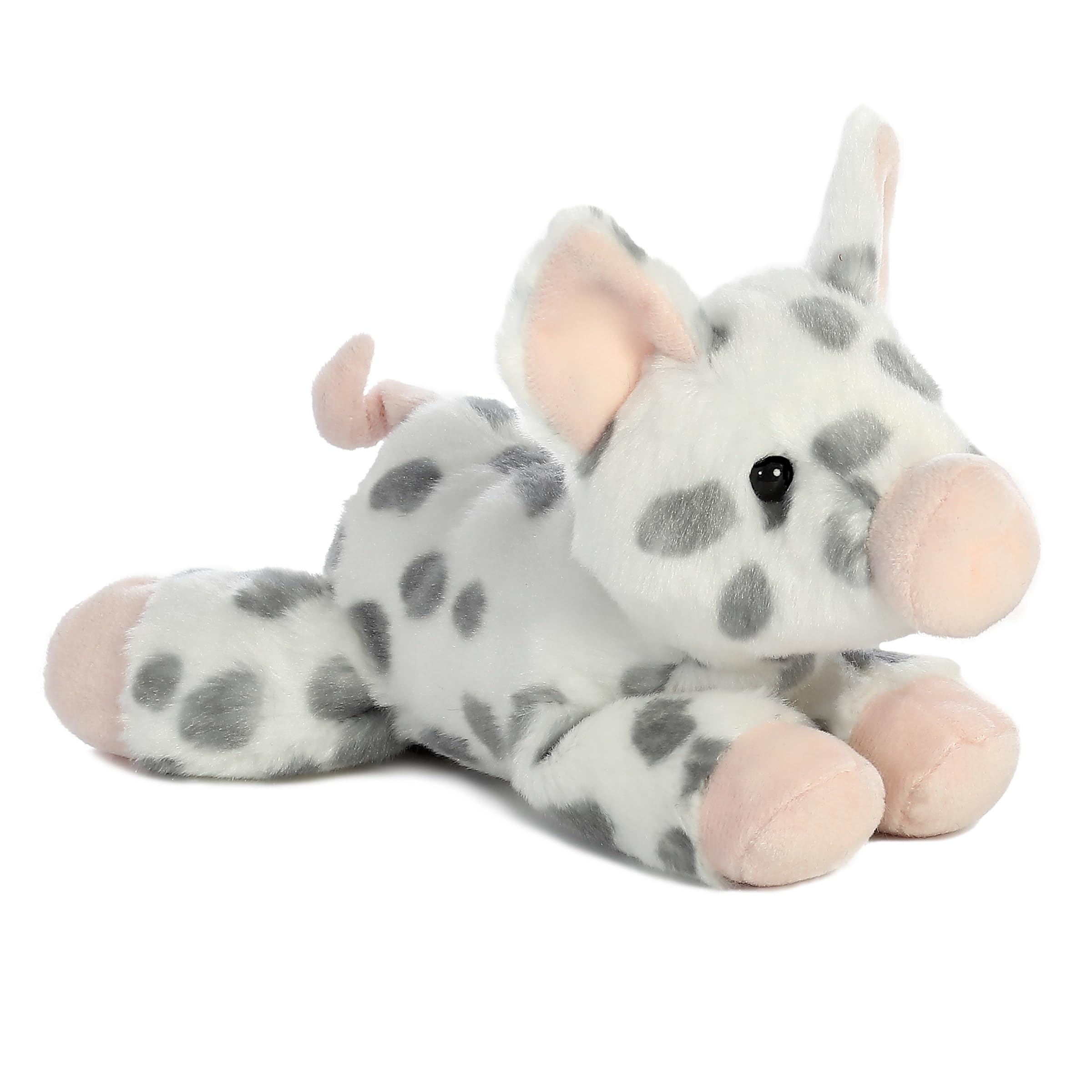 Aurora Mini Flopsie 8.5" White Spotted Piglet Plush – Soft Stuffed Animal for Kids & Adults
