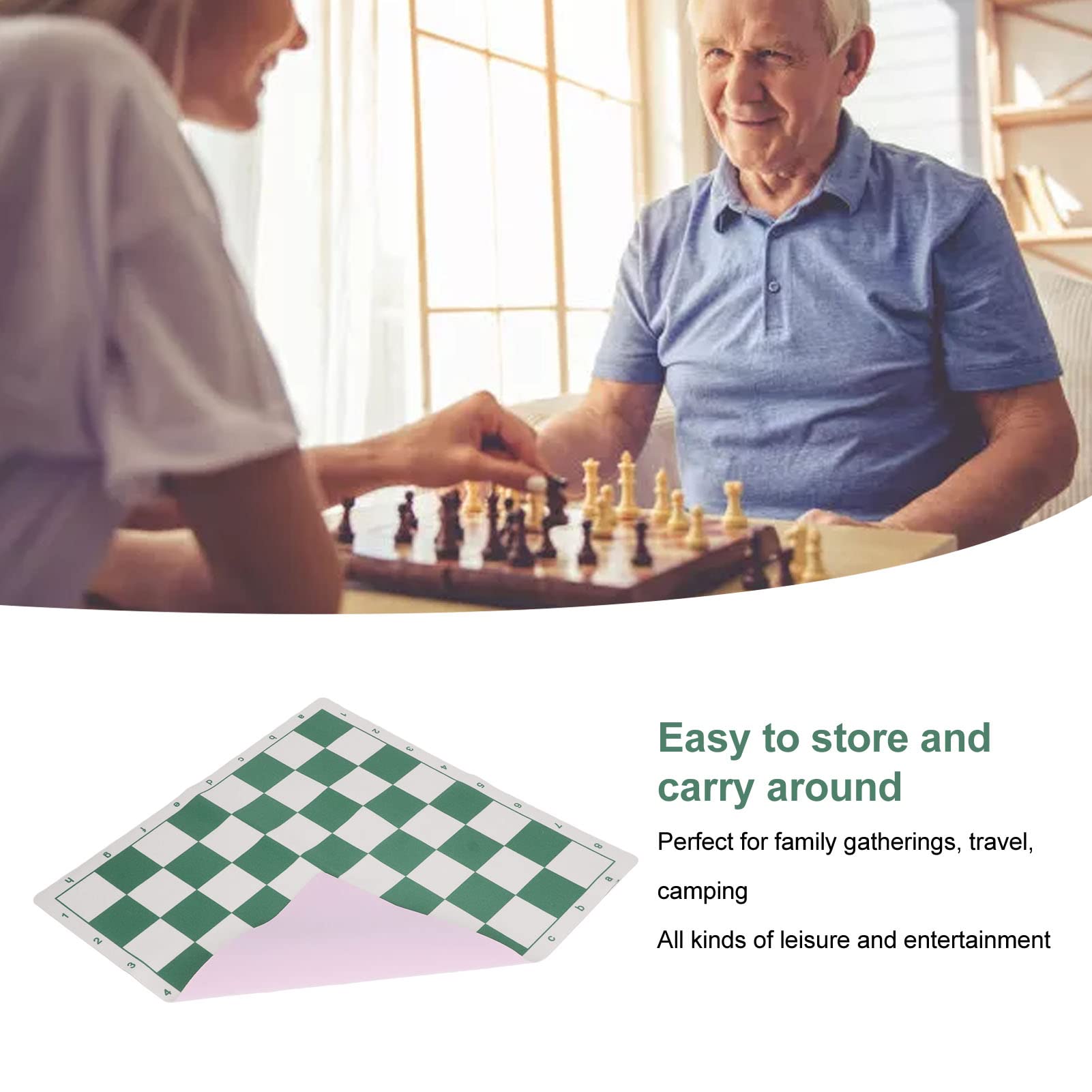 Roll-Up Chess Board – Portable PU Leather Tournament Mat for Travel & Practice (Large)