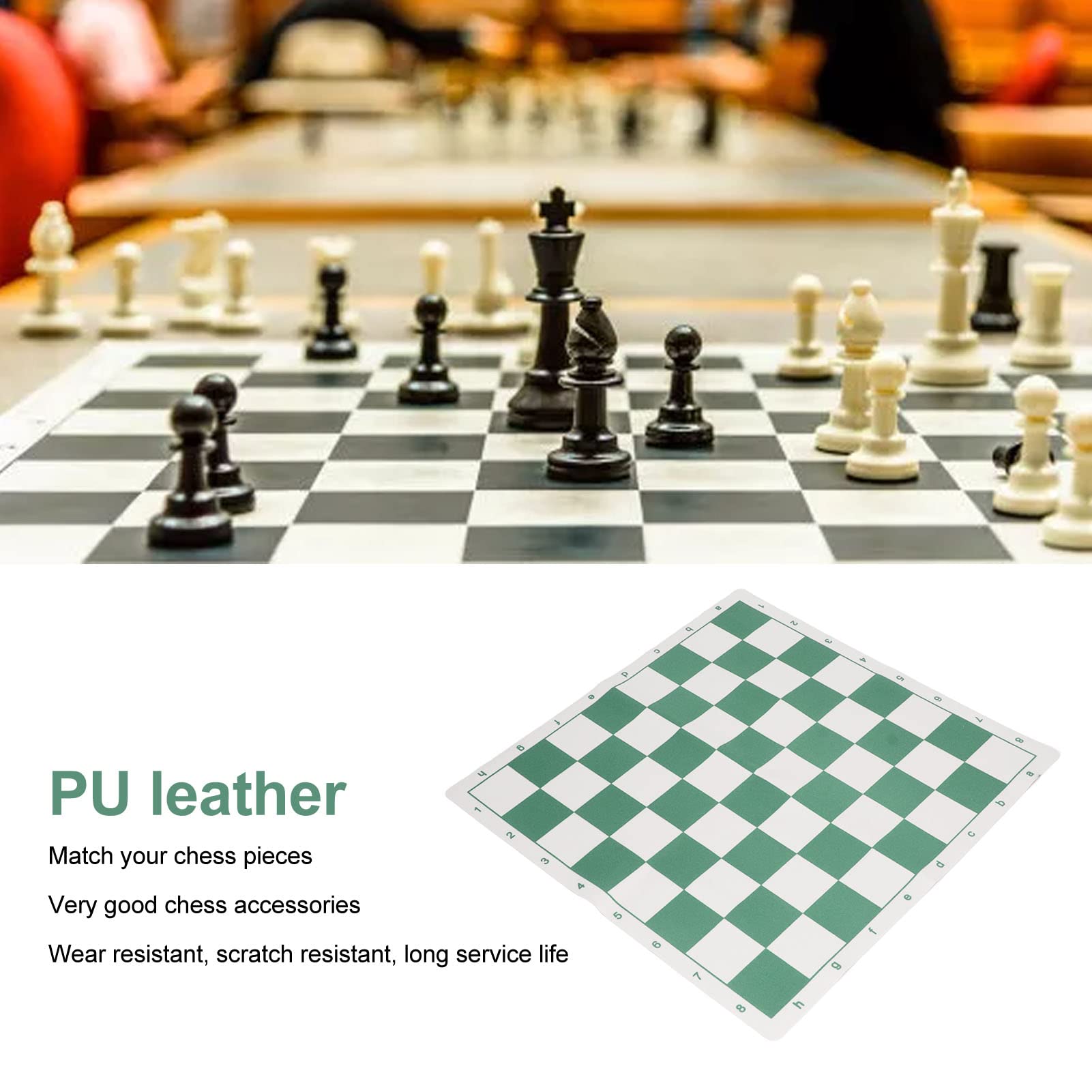 Roll-Up Chess Board – Portable PU Leather Tournament Mat for Travel & Practice (Large)