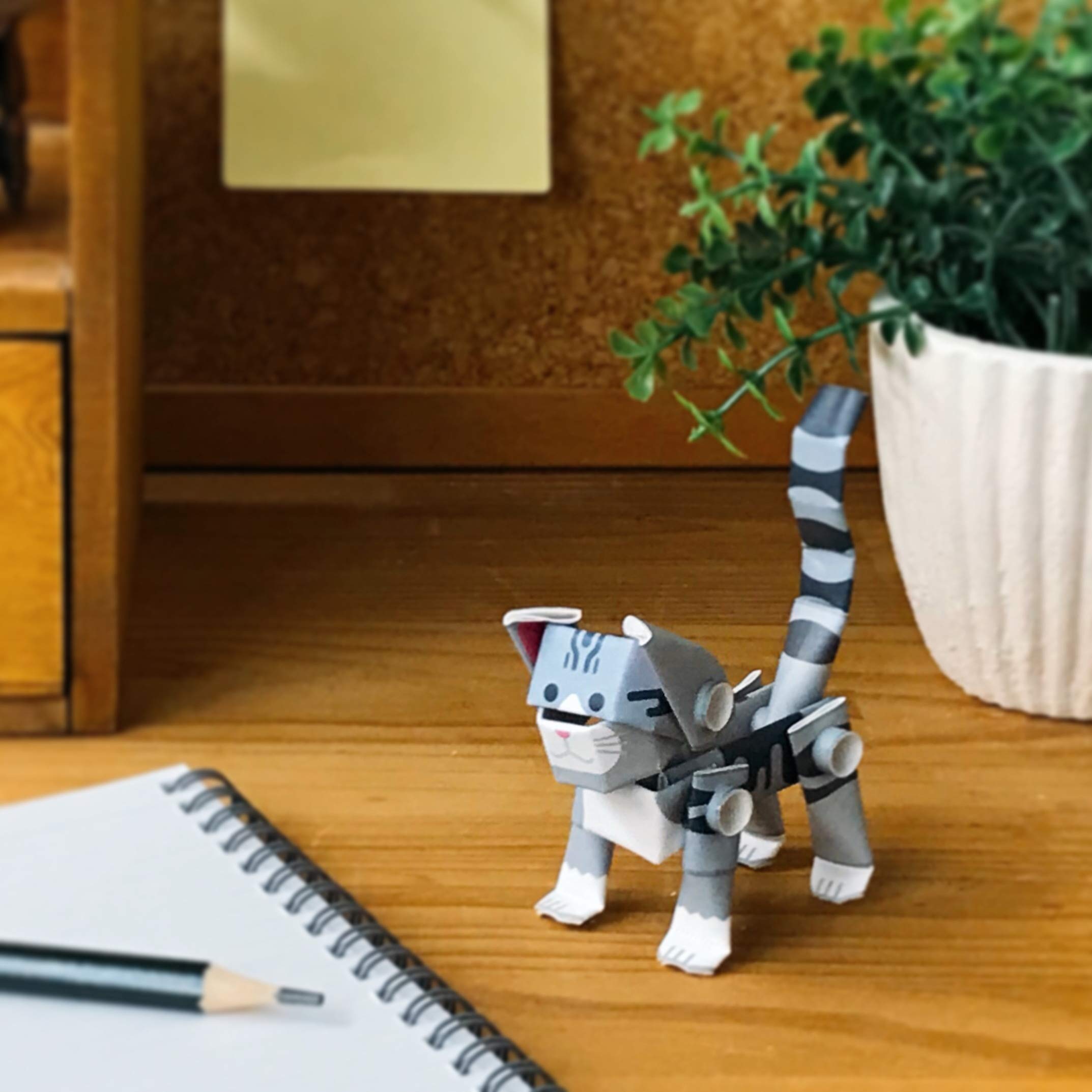 PIPEROID Silver Tabby Cat – Japanese 3D Paper Puzzle | DIY Origami Kit for Kids & Adults