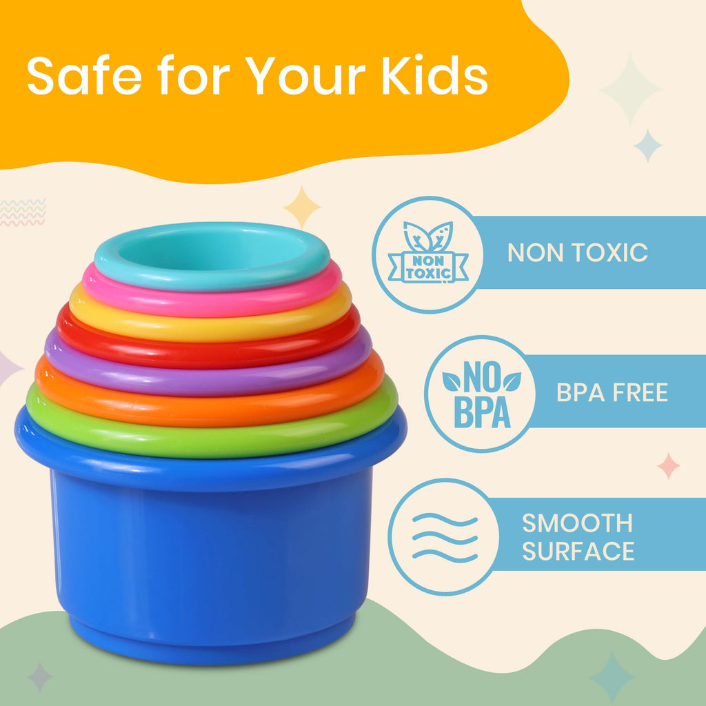 Tiny Tinker 8-Piece Rainbow Stacking Cups | Montessori Nesting & Stacking Toy for Babies 6-12 Months and Toddlers 1-3