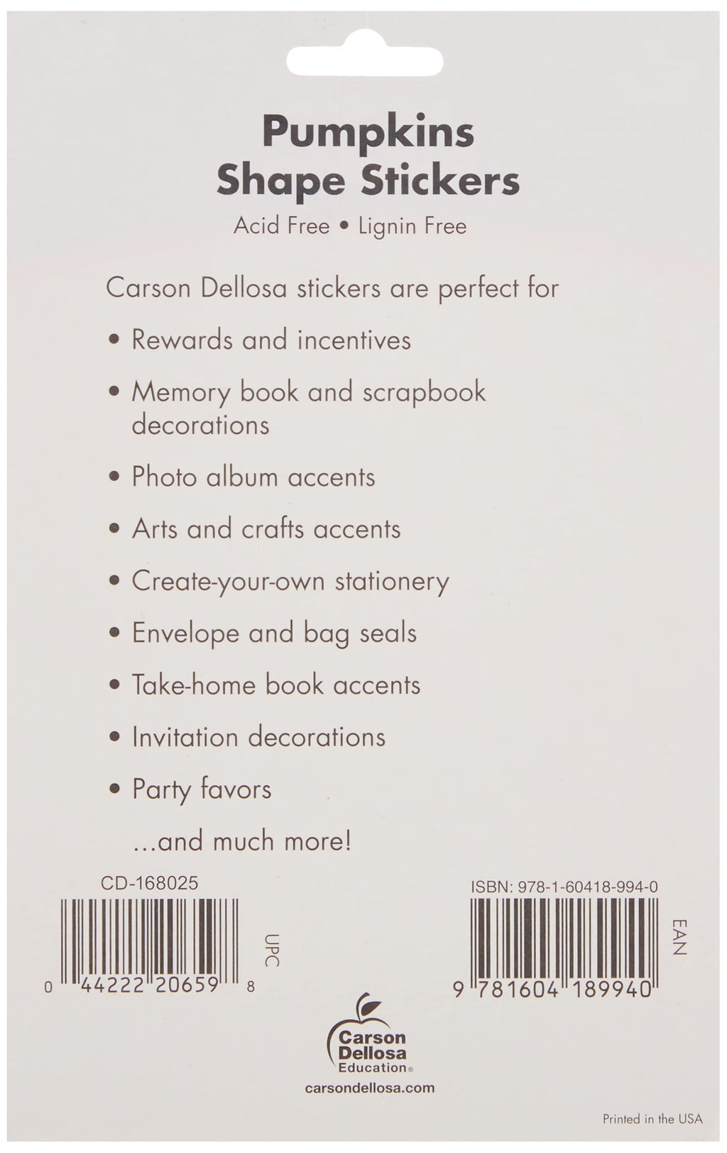 Carson Dellosa Pumpkin Stickers – 96 Fall & Halloween Stickers for Kids, Classroom Rewards & Thanksgiving Crafts