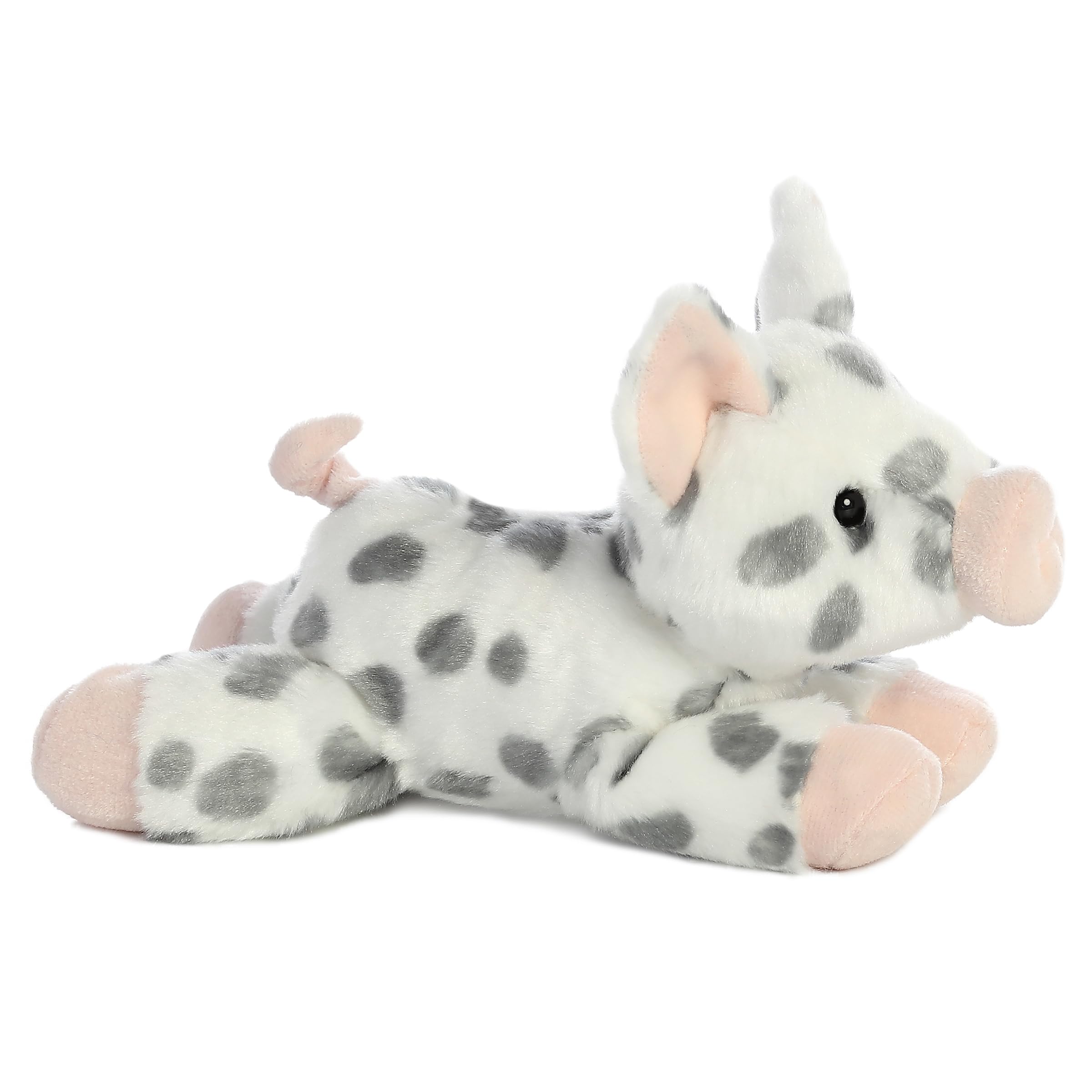 Aurora Mini Flopsie 8.5" White Spotted Piglet Plush – Soft Stuffed Animal for Kids & Adults