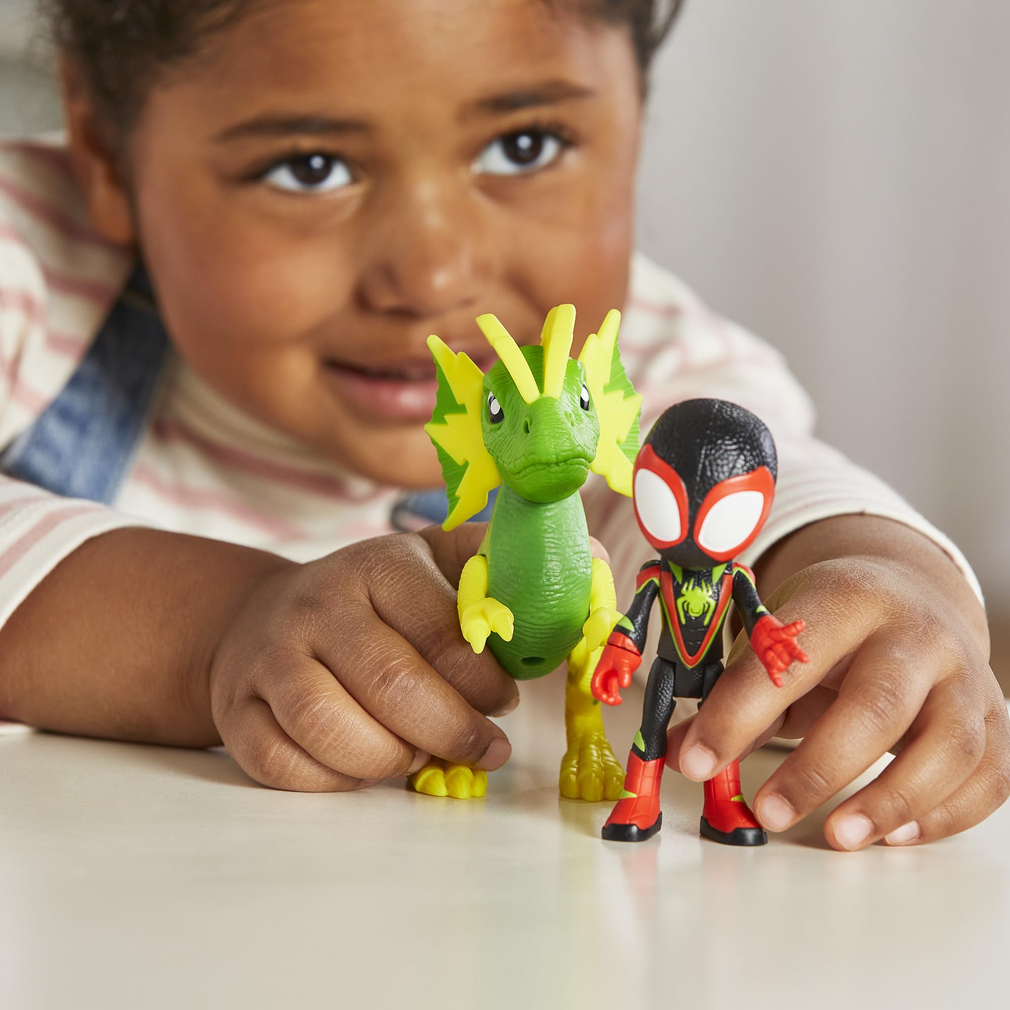 Marvel Spidey Dino-Webs: Miles Morales & Electrosaurus Action Figures for Ages 3+