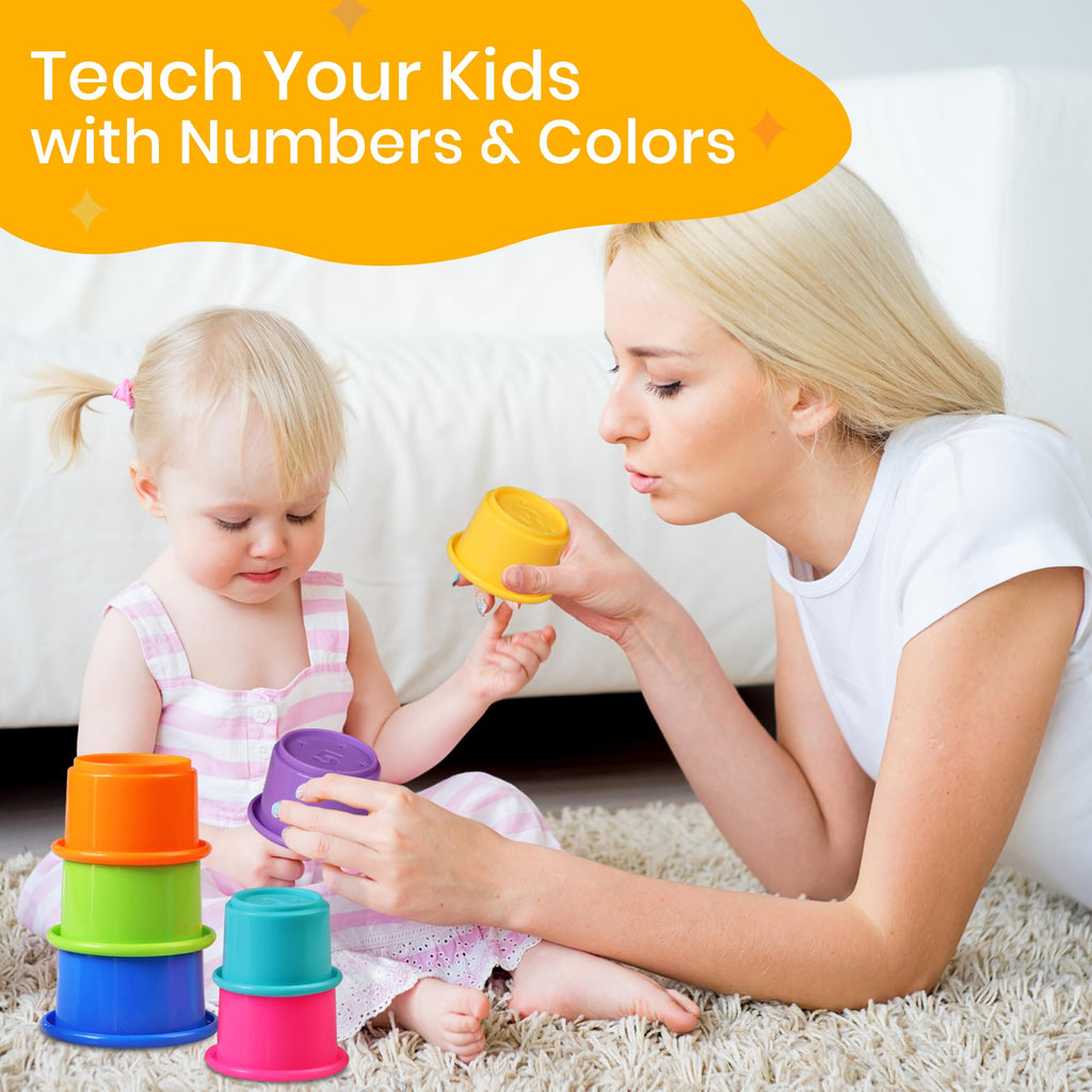 Tiny Tinker 8-Piece Rainbow Stacking Cups | Montessori Nesting & Stacking Toy for Babies 6-12 Months and Toddlers 1-3
