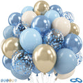 Govpy 60-Pack Dusty Blue and Gold Balloons, 12 Inch Metallic Confetti Party Set for Baby Shower, Wedding, Gender Reveal