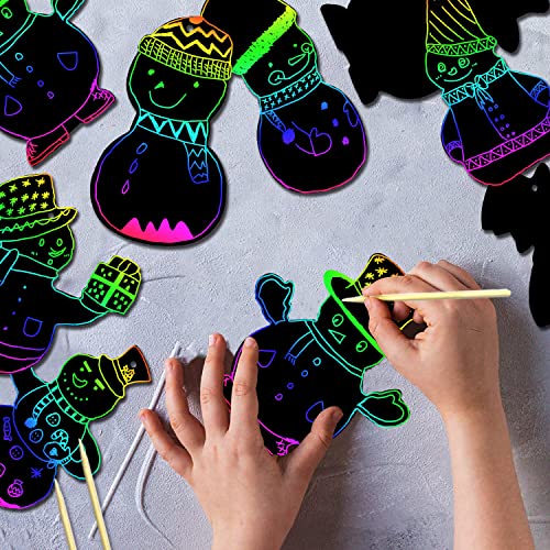 72-Pack Christmas Snowman Scratch Art Kit with Rainbow Colors – PARSUP