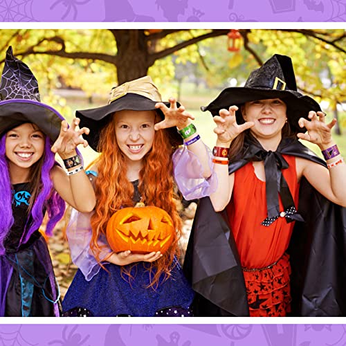 72 Pack Halloween Slap Bracelets by MGparty – 24 Unique Designs, Non-Toxic Plastic & Rubber Wristbands for Party Favors