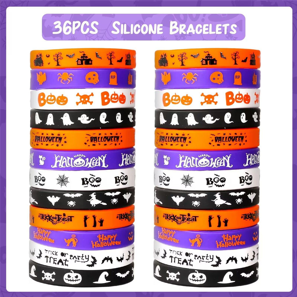 72 Pack Halloween Slap Bracelets by MGparty – 24 Unique Designs, Non-Toxic Plastic & Rubber Wristbands for Party Favors