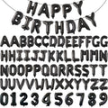 75 Black Foil Letter Balloons - 16 Inch Customizable Banner Set for Birthday Parties