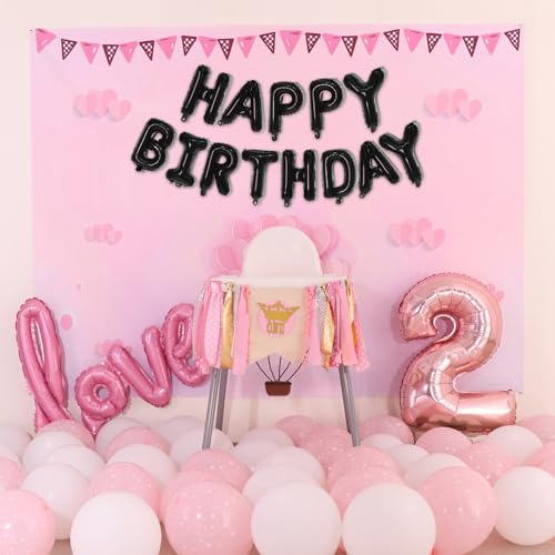 75 Black Foil Letter Balloons - 16 Inch Customizable Banner Set for Birthday Parties